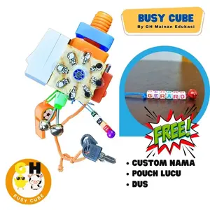 Mainan Edukasi Busy Cube 12 in 1 Sensory Cube Board Montessori Kubus Mainan Motorik byGHEduPlay Anak Kayu Permainan Gear