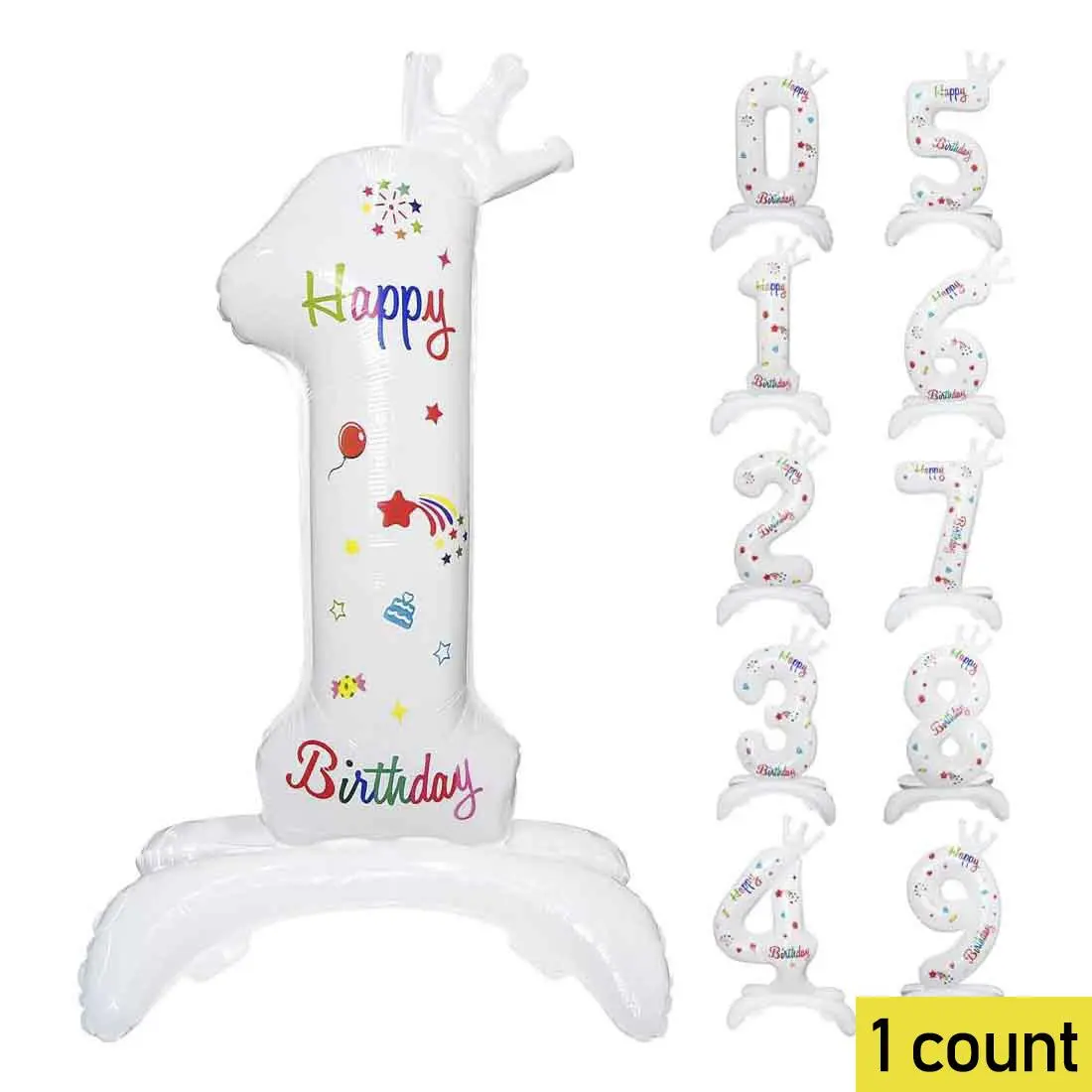 Number Shaped Balloons, 1 Count Crown Design Number Birthday Balloons, Birthday Party Decoration Supplies