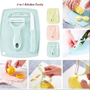 Talenan Set Pisau 3in1 (Peeler + Pisau Sarung + Talenan)