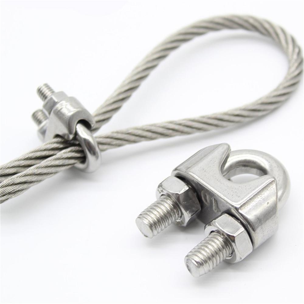 SS 304 Klem Seling Kuku Macan 5Pcs Wire Rope Clip Anti Karat 2-12mm M2-M12 Penjepit Tali Kawat Sling Stainless Galvanis Crimp Ferrule Kuat Serbaguna untuk Konstruksi Industri Rumah Ready Stock