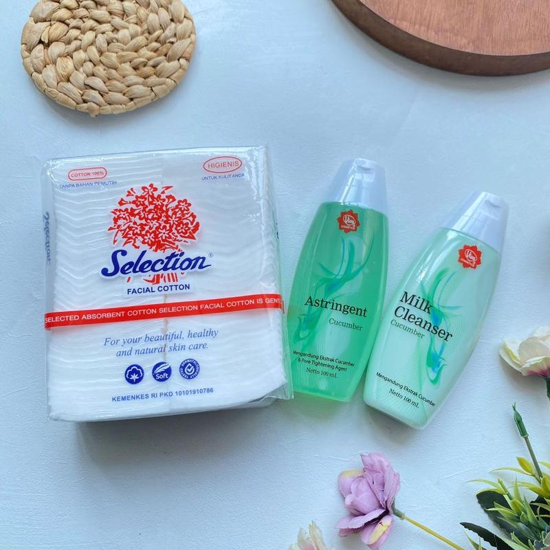 3IN1 PAKET HEMAT VIVA MILK CLEANSER + FACE TONIC + KAPAS SELECTION 35GR PEMBERSIH WAJAH 1