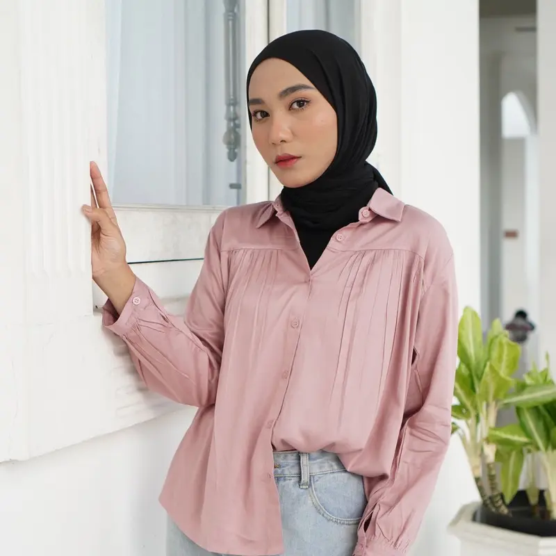 Zanitha Shirt kemeja rayon twill kerut oversize 6
