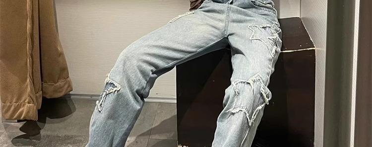 Product Introduction of Denim Fashion Star Jeans 2024 New High Waist Straight Leg Loose Jeans Vintage Straight Trousers Female Casual Wide Leg Pants 7