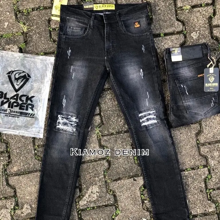 Celana panjang pria robek robek terbaru/celana panjang jeans skiny streeet Bv kotak
