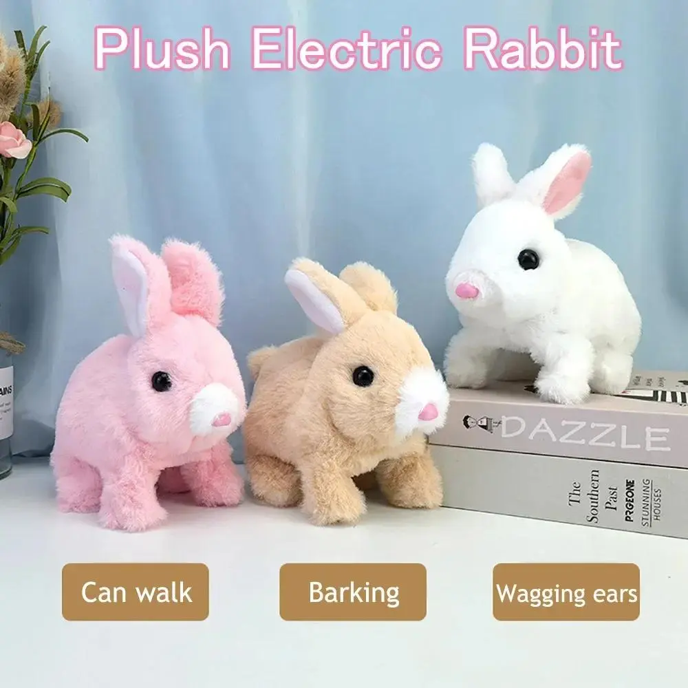 baby Electric Plush Simulation Display Mold Rabbit Jumping Running Animal Shake Ears Shaking Toy Robot for Children Interesting