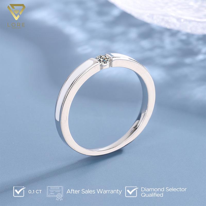 Cincin Moissanite Lapis Emas Putih 18K - Blanche Minimalist Moissanite Ring 0.1 CT - Lore Jewellery 1