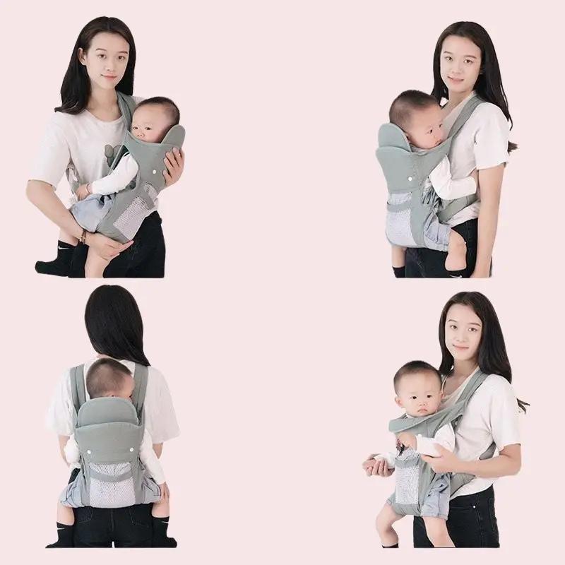 ( Tặng 10 khẩu trang )Địu Em Bé Sơ Sinh 4 Tư Thế Đa Năng, địu lưới thoáng mát, Đai Địu Em Bé Đi Xe Máy, Dùng từ 0-3 tuổi Cho Bé Ô Tô