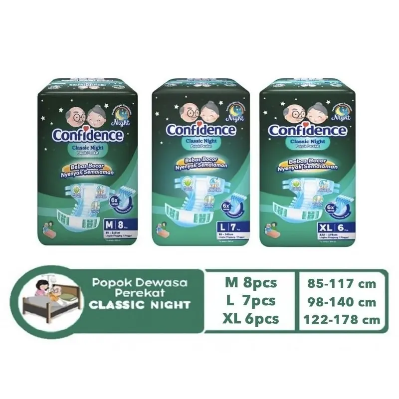 CONFIDENCE Classic Night Popok Perekat Dewasa M8 L7 XL6