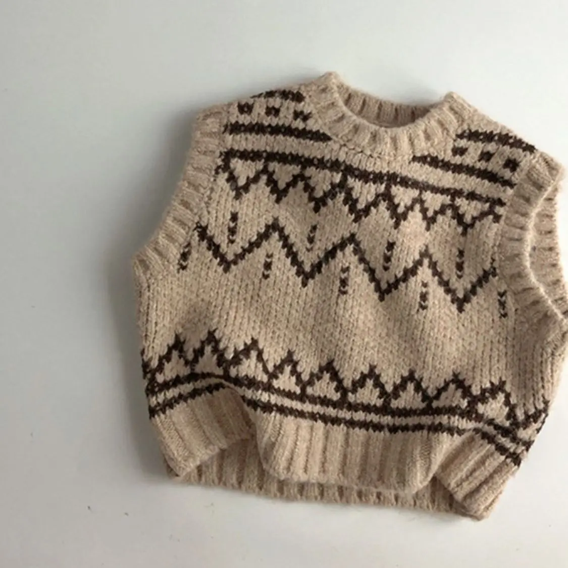 Áo Ghi Lê Len Trẻ Em, Phong Cách Hàn Quốc Jacquard Lười Biếng, Thích Hợp Cho Mùa Thu Và Mùa Đông, Phong Cách Phương Tây, Cho Bé Trai Và Bé Gái, Áo Ghi Lê Dệt Kim Cho Em Bé Quần Áo Trẻ Em Phong Cách Mori Phong Cách Hàn Quốc