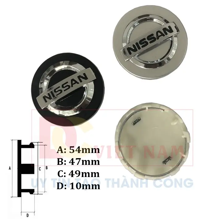 1 chiếc Logo chụp mâm, ốp lazang bánh xe ô tô Nissan Đường kính ngoài 54mm MÃ NS54 - HÀNG CÓ SẴN