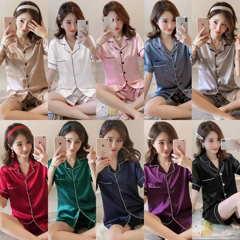 Bộ Đồ Ngủ Lụa Lạnh Chất Lượng Cao Thoải Mái Cotton Nguyên Chất Bộ Đồ Mặc Nhà Cỡ Lớn Dáng Rộng Giả Lụa ngắn Tay Quần Đùi Mùa Hè Cho Nữ M-5XL