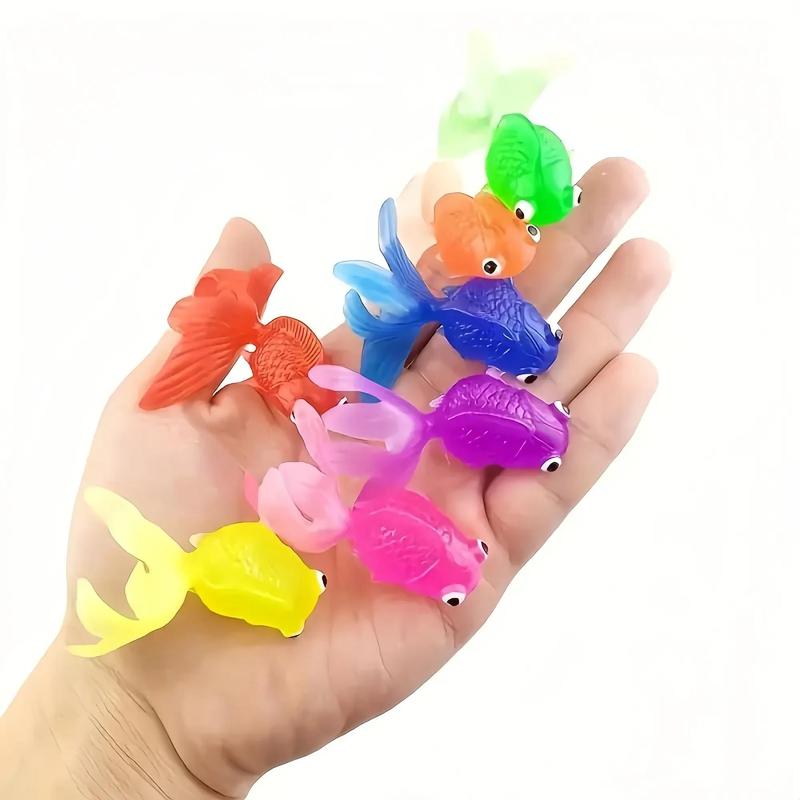 Soft Rubber Goldfish & Fishing Net, 8 Counts Floating Simulation Soft Rubber Fish & 3 Counts Fishing Net, Random Color Summer Party Decoration Supplies 2