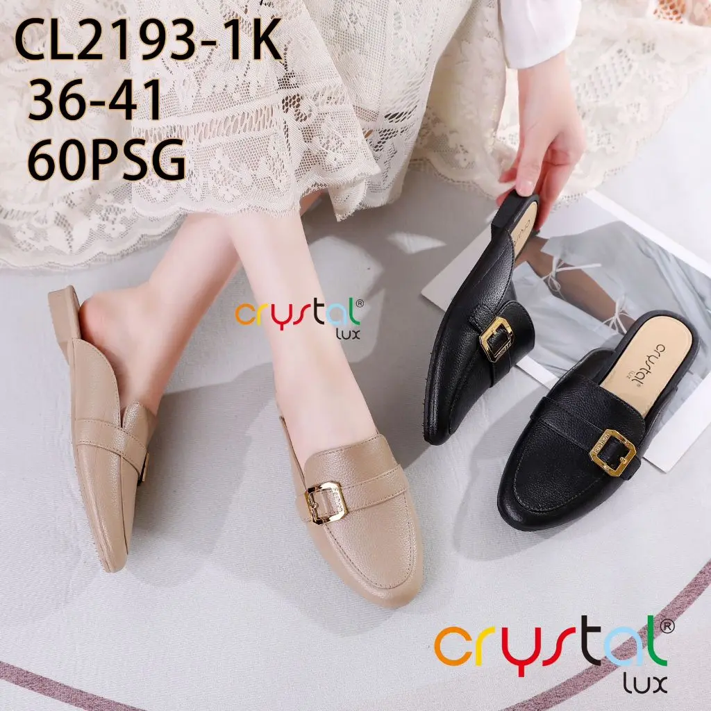 Mules On Wanita Gesper Kotak Samping | Mules Wanita Jelly | Sepatu Slop Wedges Kotak Tahu |CL2193-1