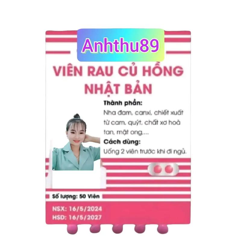  TPBS:Viên rau củ hồng nhật Bản  Vỉ 50 viên Thực phẩm bổ sung hổ trợ chăm sóc da 