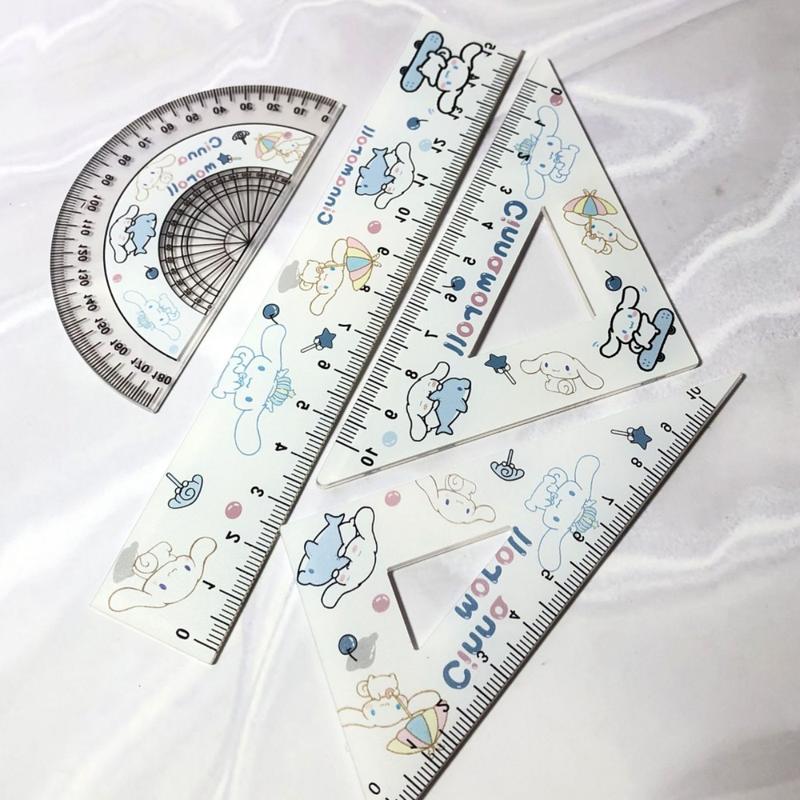 Product Introduction of Cute Loopy Student Ruler Stationery Set Cute Crayon New Print Children's Measuring Triangle Rulers 16
