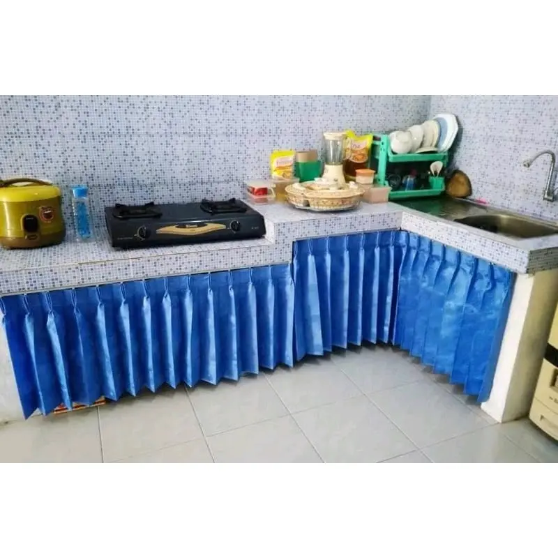 Gorden kolong Dapur Model plisket lepitan Gorden meja kompor Model cantol kaitan Kawat S kota slambu  dapur 5