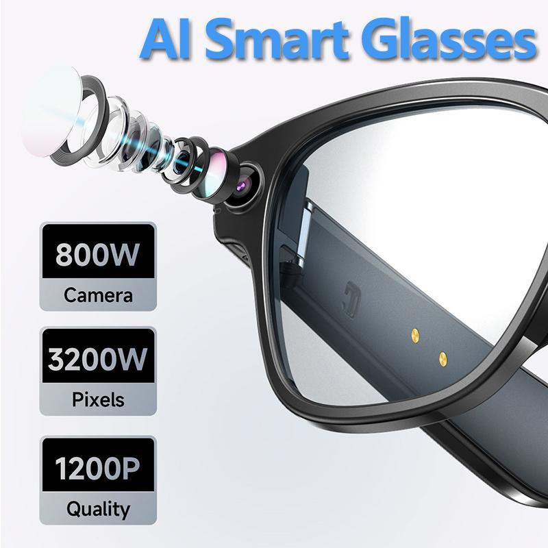 New 1200P HD AI Smart Glasses 800W Camera Bluetooth Recording Glasses ENC Noise Reduction Eyeglasses Video Glasses for Men Women