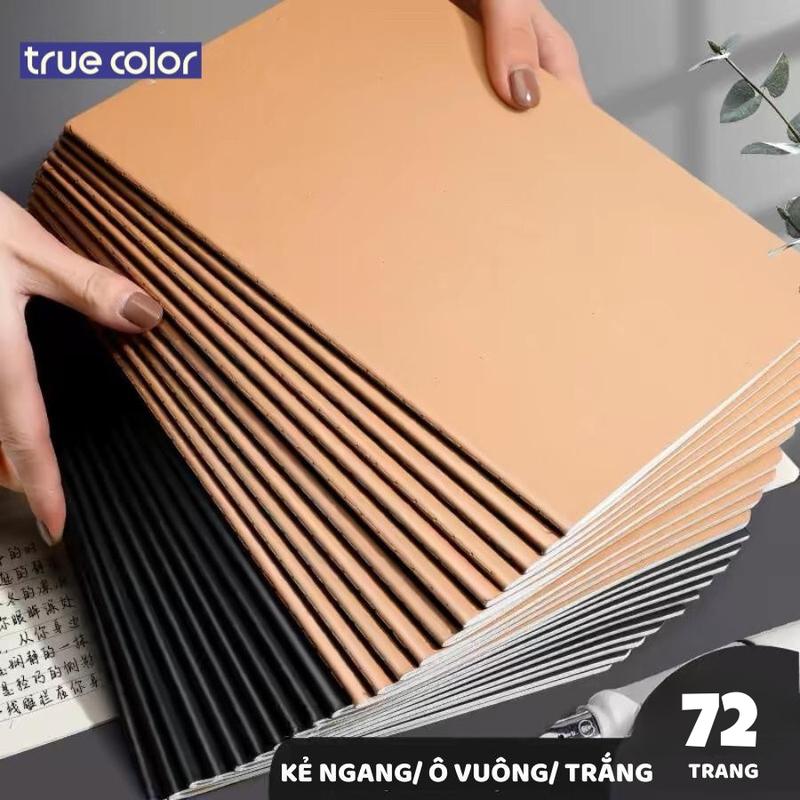 Vở học sinh 72 trang bìa trơn Kraf nâu đen kích thước B5, vở khâu gáy kẻ ngang, ô vuộng, giấy chống lóa sổ  còng sotay  takenote vở  muji giáo án  a4