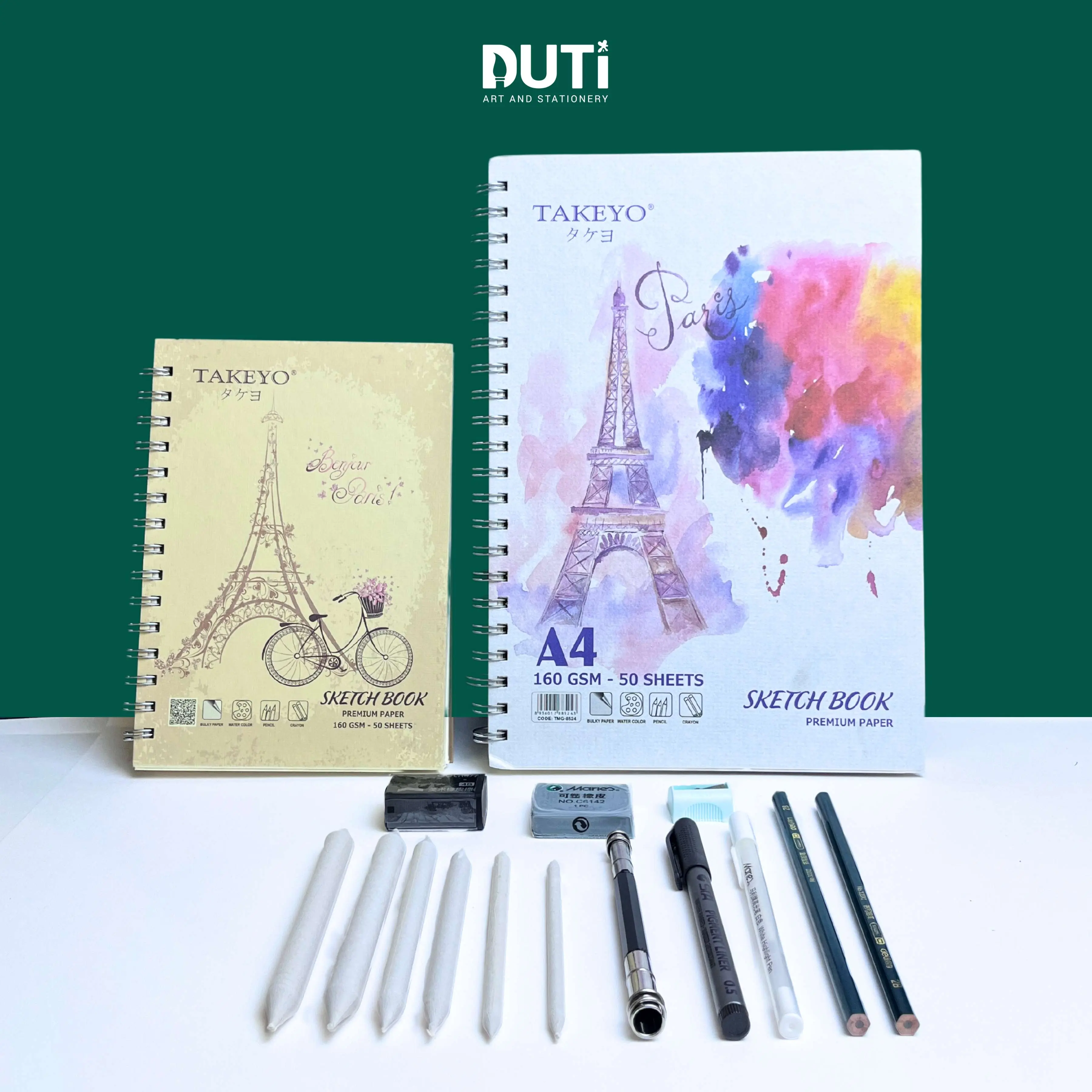 Combo Vẽ phác thảo, Chuyên dùng vẽ kí họa, Chân dung, Truyền thần, Đầy đủ phụ kiện cần thiết - Họa Cụ DUTi