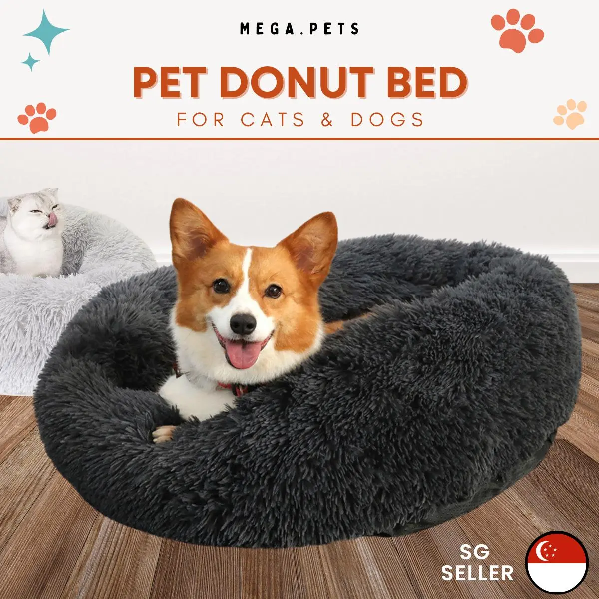 Pet donut bed for dog cat mattress washable soft elevated sleeping