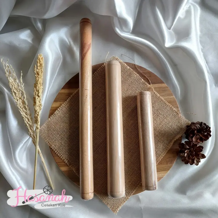 Rolling Pin Roll Adonan Kue Kayu Polos Panjang