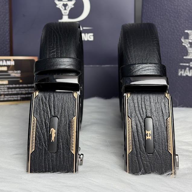 Thắt lưng nam da bò thật cao cấp,mặt khóa tự động phủ da hoa tiết chữ H cá sấu phiên bản 2025 ,Đồ Da Hải Đăng ,hoa titan
