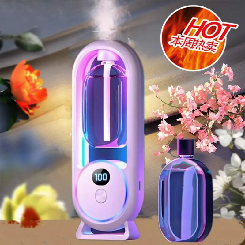 【HOT】Máy Xịt Thơm Phòng Tự Động,5 Mùi Hương Thiên Nhiên,Hiển Thị % Pin,Pin Sạc Phun Tinh Dầu,nước hoa,Khử mùi,máy xông tinh dầu phòng ngủ Phun Sương Tạo Độ Ẩm Máy Khuếch Tán Tinh Dầu 2