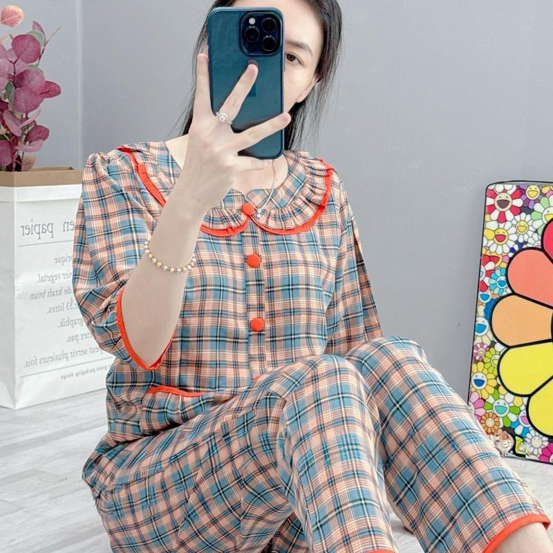 Đồ bộ tay lỡ chất liệu mango loại 1 có 3 size 40-70kg - Áo Top Tay Loe Ống Loe Ong Voi Lolita Quần Ngủ