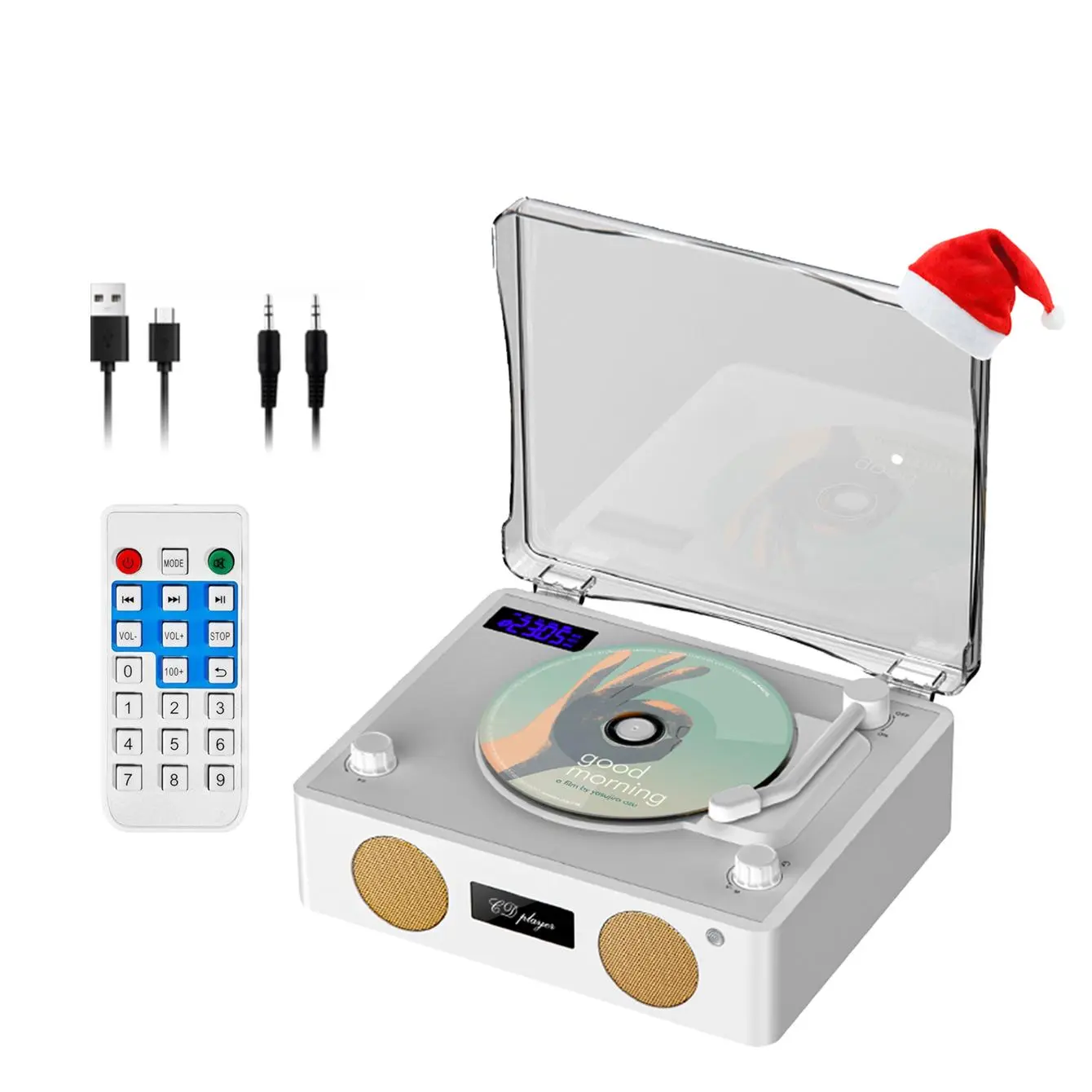 Portable CD Player with Remote Control, Rechargeable CD Player with Speaker, Home Entertainment System, Clear Sound Quality, Easy to Use, Suitable for Home and Travel