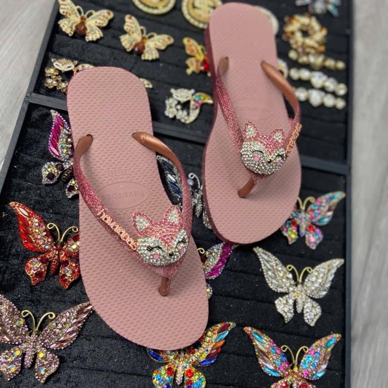  DÉP XỎ NGÓN MÀU HỒNG FULL KIM TUYẾN MIX CHARM  đặt đúng size  Cao Su Có Quai Women DéP Nữ Slipper 