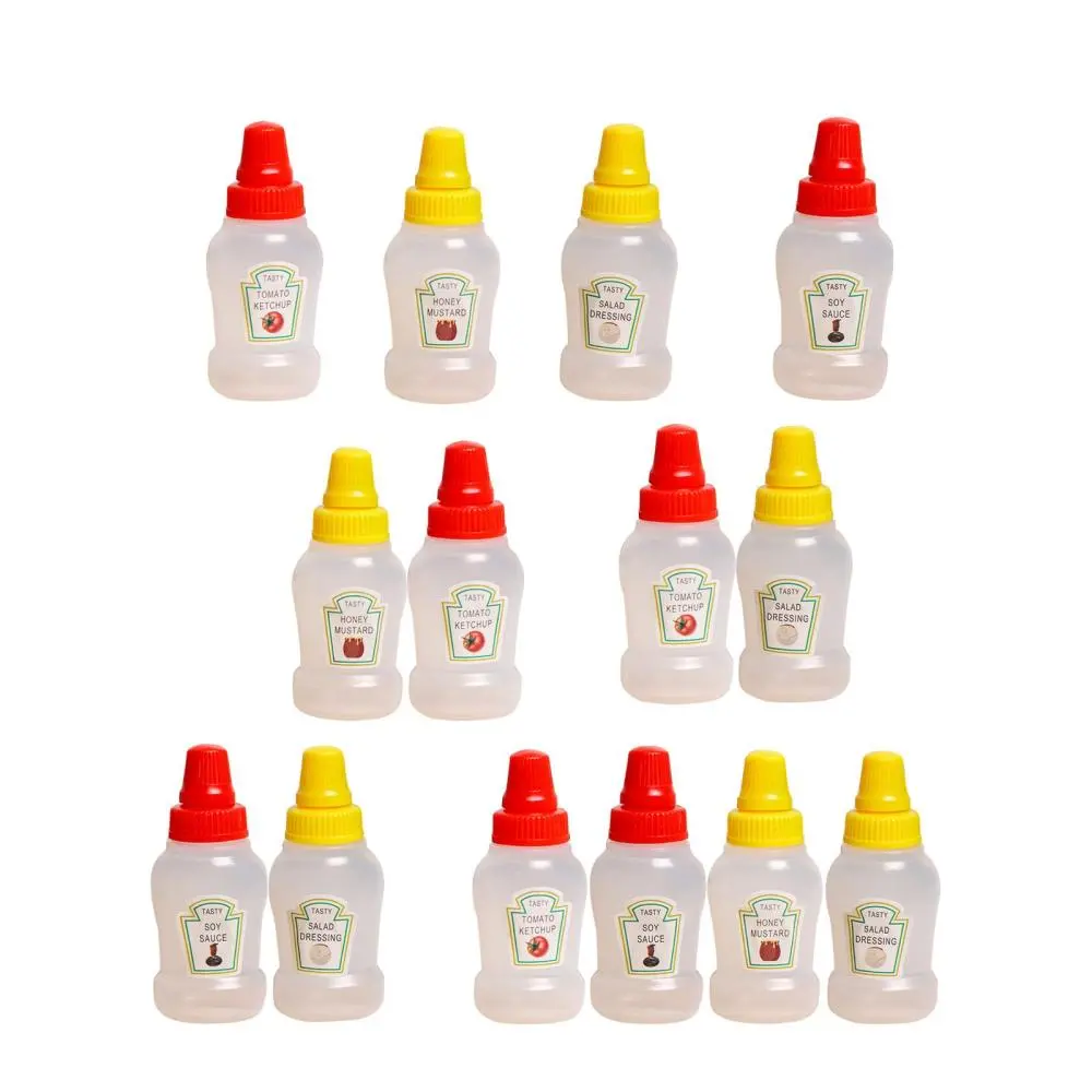 Condiment Squeeze Bottles Mini Ketchup Bottles Empty Multifunctional with Cap Lids Mini Seasoning Bottle for Outdoor Camping BBQ Restaurant