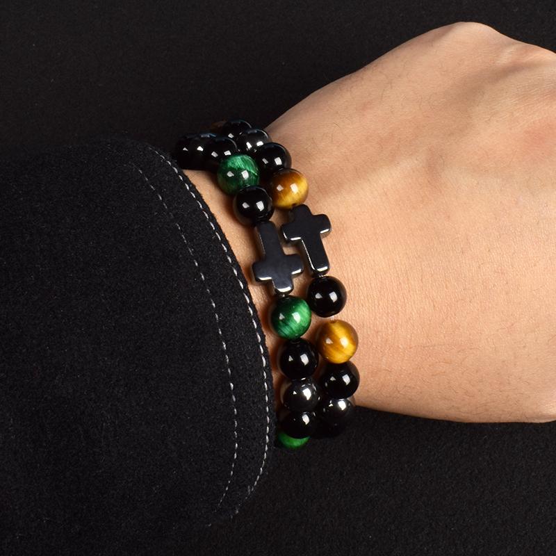 Product Introduction of Vòng Tay Bảo Vệ Ba Lần, Được Làm Bằng Hematite Tự Nhiên, Đá Mắt Hổ Đen Và Hạt Đá Mắt Hổ, Thích Hợp Cho Phụ Nữ Và Nam Giới, Vòng Tay Chéo, Mang Lại May Mắn, Hiệu Ứng Bó Sát 6