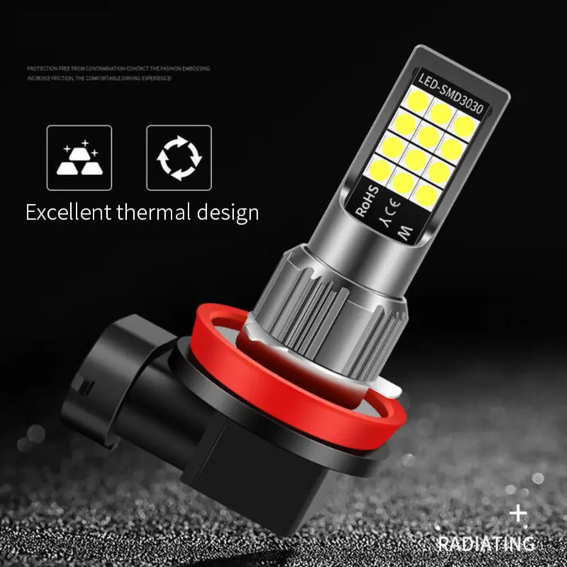 【COD+Ready Stock】Lampu Led Fog Lamp 35W 12V Mobil H11 Dua Warna Selalu Cerah, Putih + Cahaya Emas Lampu Mengemudi Bohlam Car 4