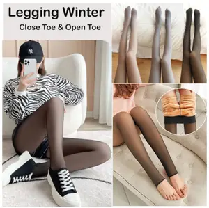 Legging Stocking Tw0 Tone Winter Musim Dingin Wanita Hangat Tebal