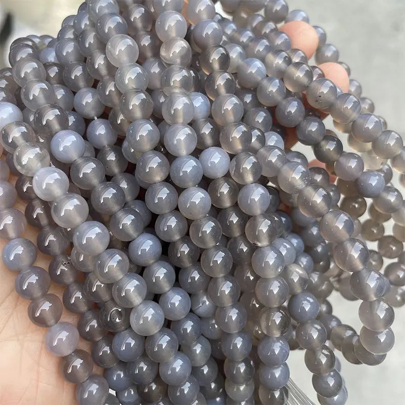 Hạt Mã Não Màu Xám Tự Nhiên, Hạt Tròn Rời Bán Thành Phẩm, Thích Hợp Làm Vòng Tay Và Vòng Cổ, Vật Liệu Phụ Kiện Trang Sức Tự Làm, Xuyên Biên Giới, Còn Hàng