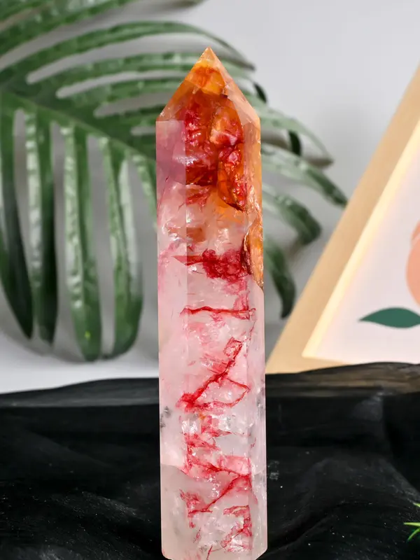 Dyed Hematoid Quartz Tower, Bohemian Style Crystal Tower for Home Decoration, Unique Gifts for Holidays 5