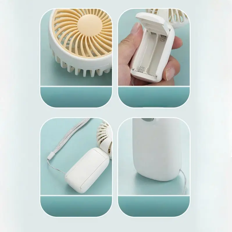 Quạt Cầm Tay Mini Đáng Yêu Dùng Pin Tiện Lợi - Quạt Cầm Tay Nhỏ Gọn Kèm Dây Treo Siêu Dễ Thương 7