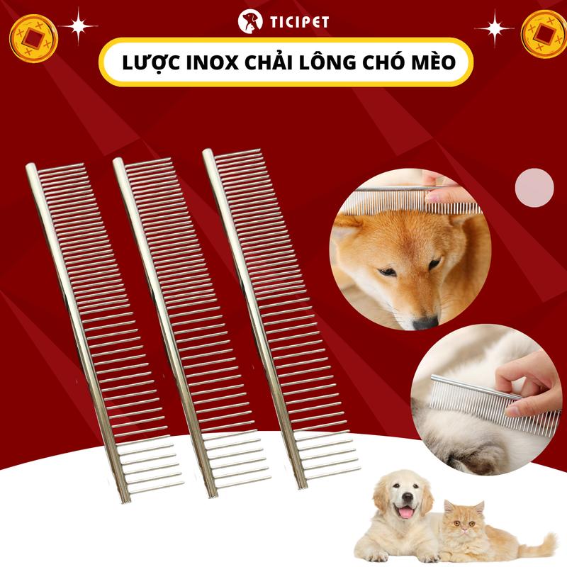 Lược inox Chải Lông Gỡ Rối Cho Thú Cưng Chó Mèo - TiCipet