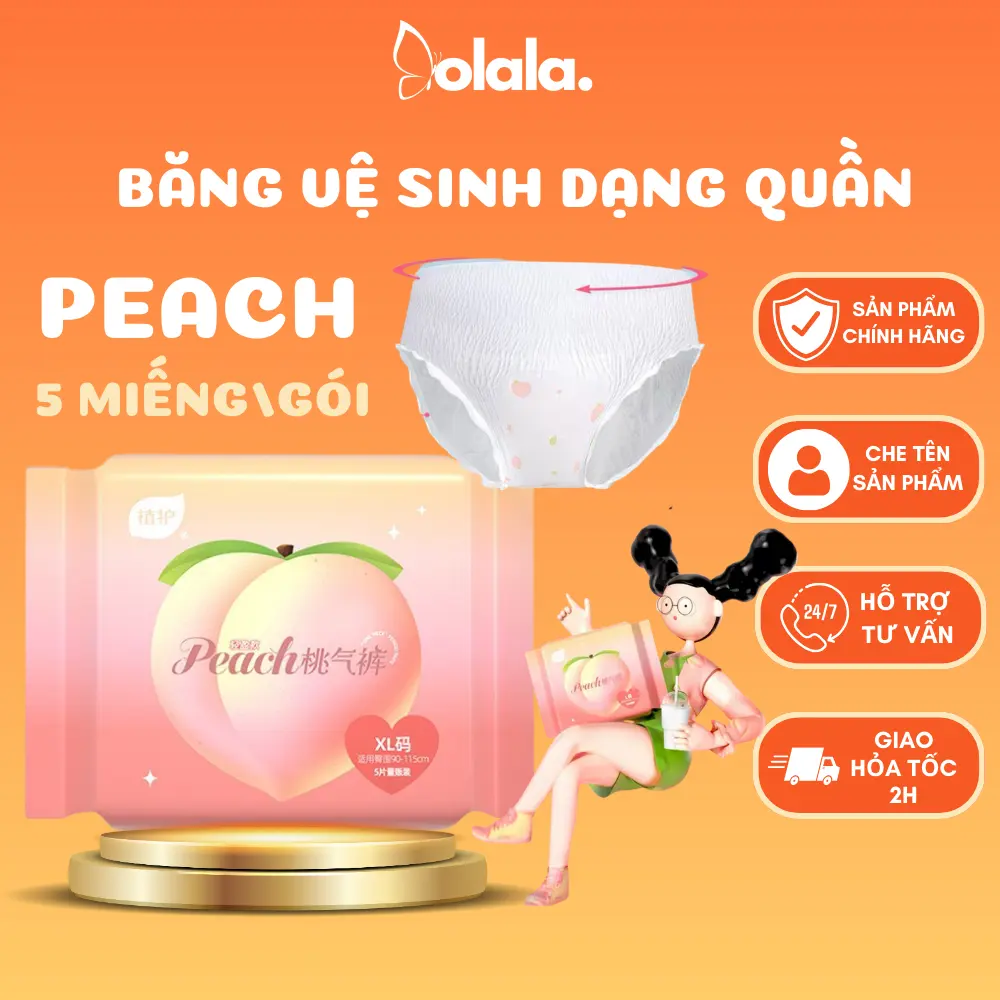 Băng vệ sinh quần PEACH thiết kế MỀM,MỎNG, DỄ SỬ DỤNG sản phẩm TOP