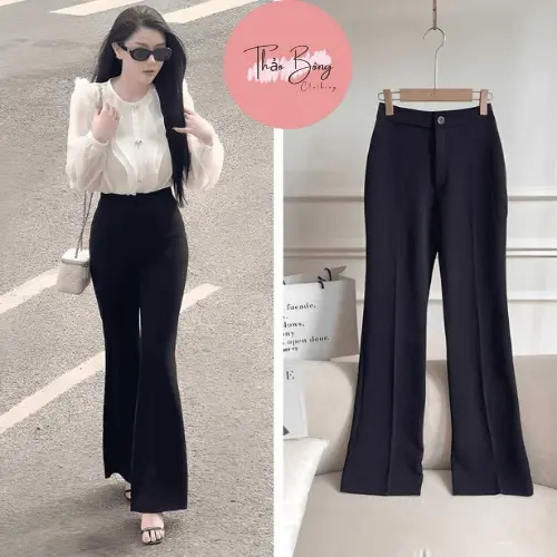 Quần ống loe 1 cúc dài 96 - 98cm chiếc quần cực ưng ý với đường may tỉ mỉ khoá kéo 2 túi bên mặc đi công sở đi làm đi học đi chơi quần  cho  nữ quần  loe