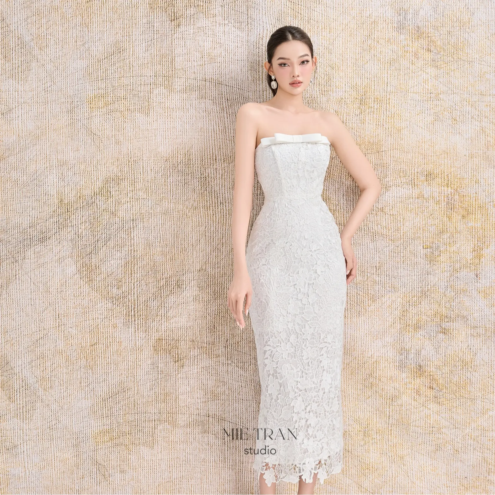 Mie Tran'Studio Đầm ren cao cấp dáng cúp ngực nơ MV00048