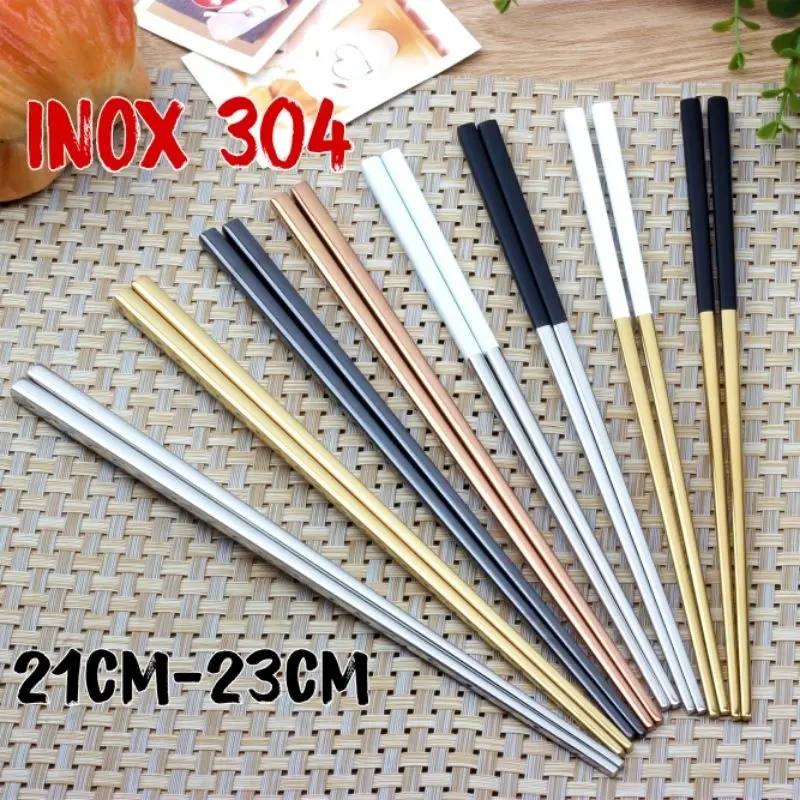 Đũa Inox 304 TINOX 1 Đôi Đũa Ăn Cơm Hàn Quốc mạ màu vàng bạc Dui001