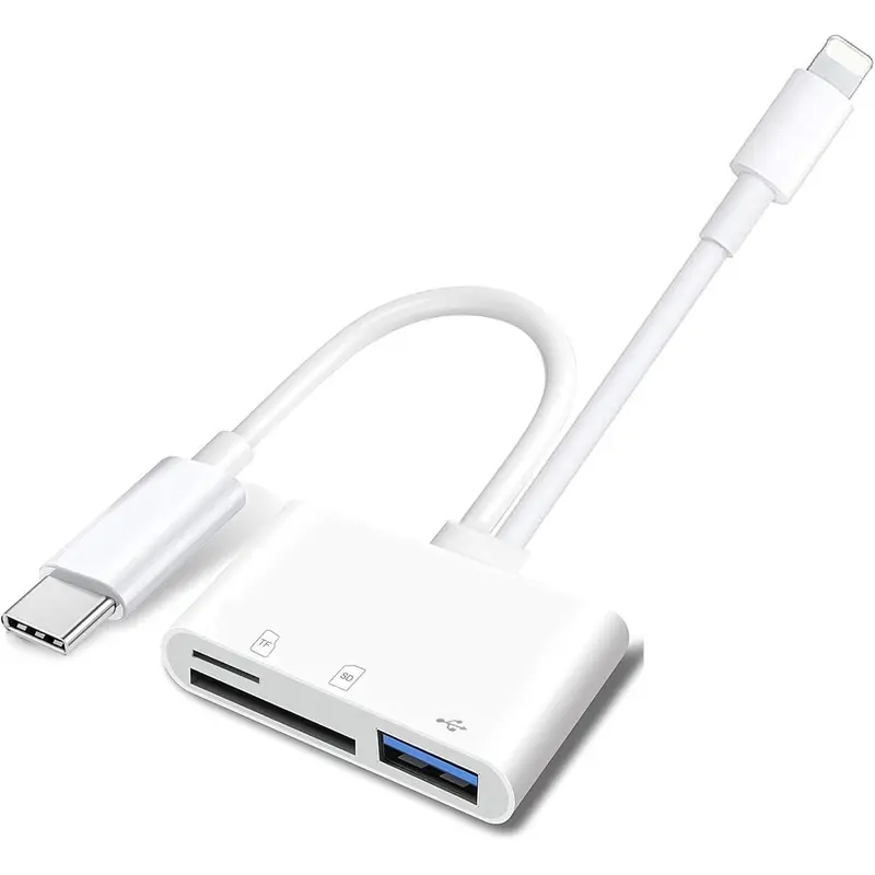 USB Camera Adapter, High-speed SD Card Reader, Portable Adapter with SD MicroSD USB Port for Android Phones, Tablets, and More Devices, USB Ports Output, Micro SD Cards, USB C Hub 8