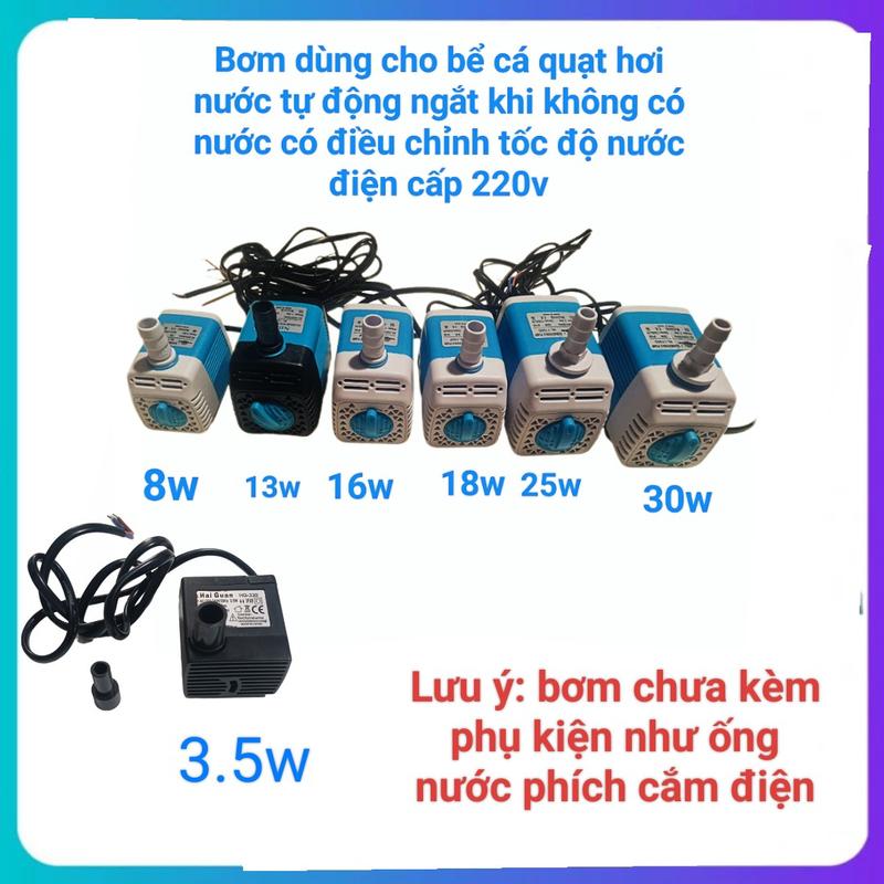 Bơm chìm mini bể cá quạt hơi nước công xuất từ 5w đến 30w điện 220v