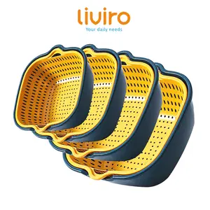 Liviro Baskom Plastik Keranjang Saringan Cuci Sayur Buah Serbaguna Food Grade 8in1