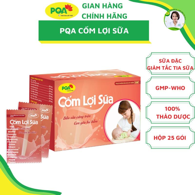 PQA cốm lợi sữa hộp 25 gói hỗ trợ giảm tắc tia sữa ít sữa mất sữa Men Vi Sinh