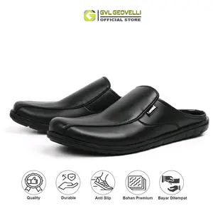GVL Geovelli G-1954 Sepatu Bustong Pria Sandal Sepatu HitamPria Jalan Dan Gaya KerenTrendy Hitam Shoes Sendal