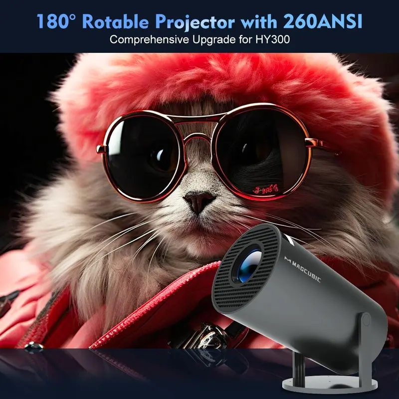 Magcubic HY300 Pro Portable Projector, Android 11 Projector, 260ANSI 180 °   Degree Rotation H713 BT5.0 Cinema Outdoor Projector 7