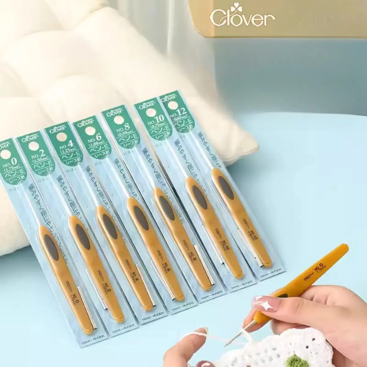ตะขอโครเชต์โคลเวอร์, ด้ามเรซิน, เครื่องมือตะขอถัก DIY, เข็มสำหรับเย็บปักถักร้อยลูกไม้, เข็มโครเชต์, นำเข้าจากประเทศญี่ปุ่น, ขนาด 0.5mm-1.75mm, 1 ชิ้น