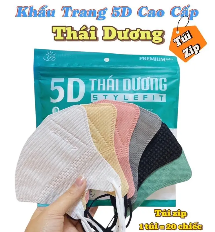 (Combo 200 chiếc) Khẩu Trang 5D Cao Cấp Thái Dương Chống Tia UV